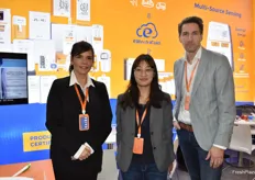 Gwyn Cunningham, Shirley Wang, and Ryan ter Bals with Elitech offer cold chain monitoring.